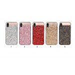 Wholesale iPhone X (Ten) Sparkling Glitter Chrome Fancy Case with Metal Plate (Champagne Gold)